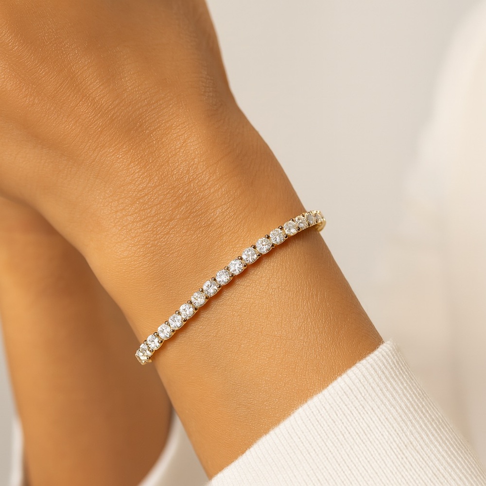 9.5 inch Gold Plated Tennis Bracelet for Men and Women - Picture 5 of 5